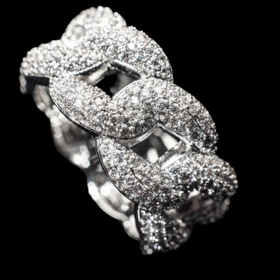 Miami Cuban Iced Out Chain Link Cubic Zirconia Ring - C103929