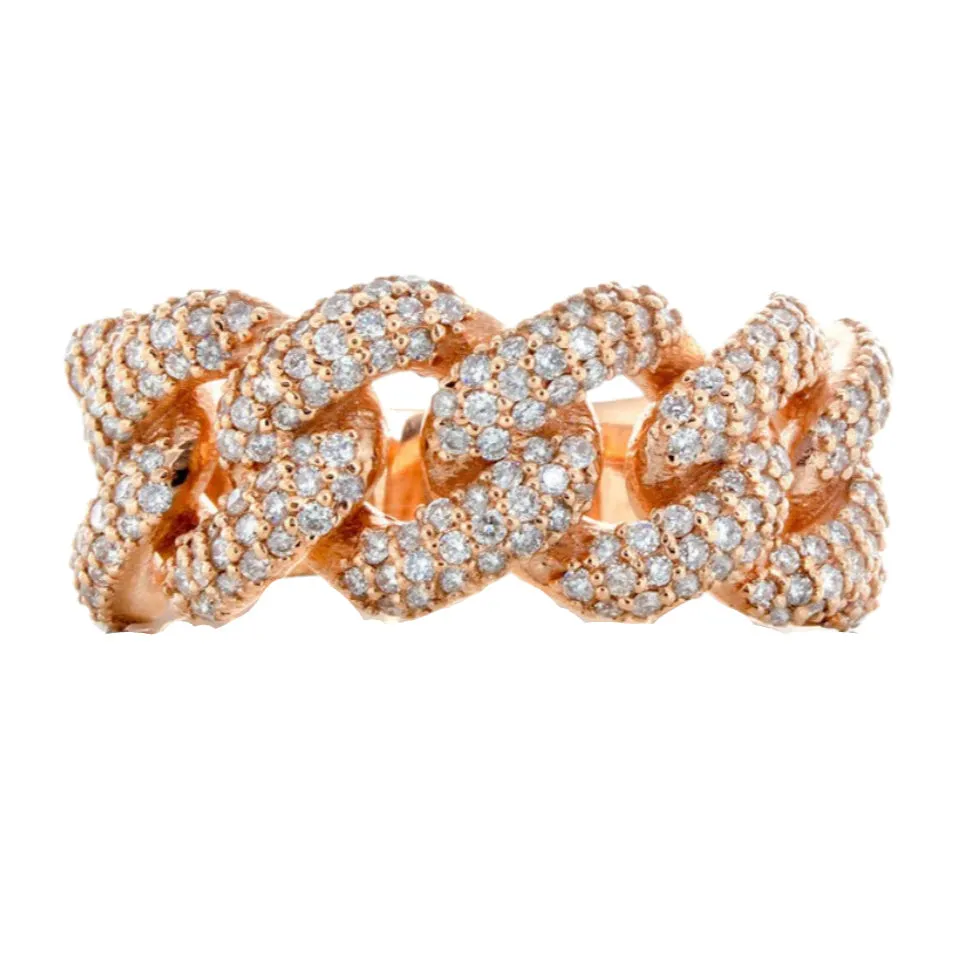 Miami Cuban Iced Out Chain Link Cubic Zirconia Ring - C103929