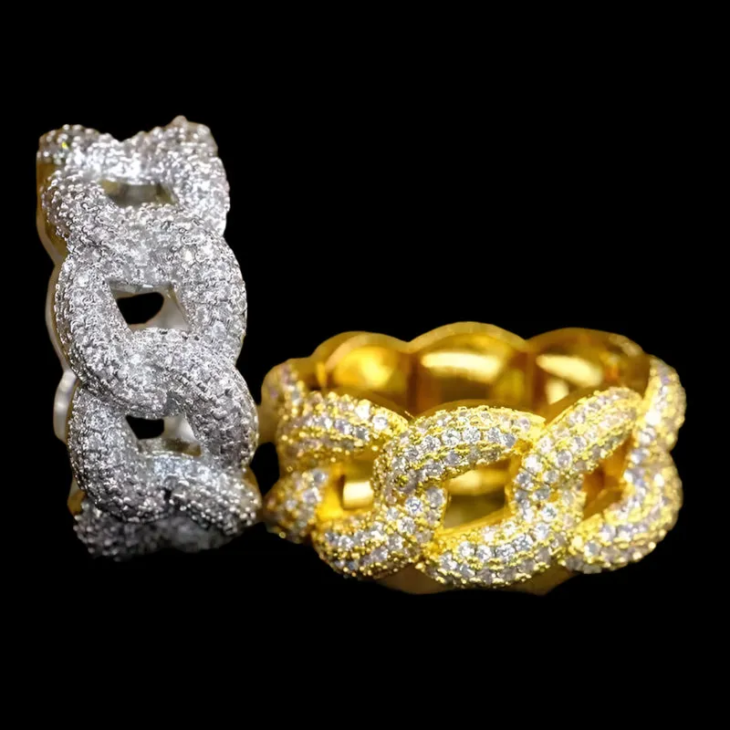 Miami Cuban Iced Out Chain Link Cubic Zirconia Ring - C103929
