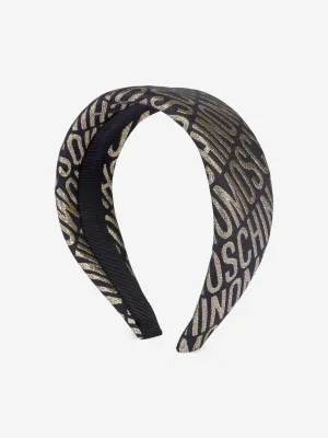 Moschino Girls All Over Logo Headband in Gold