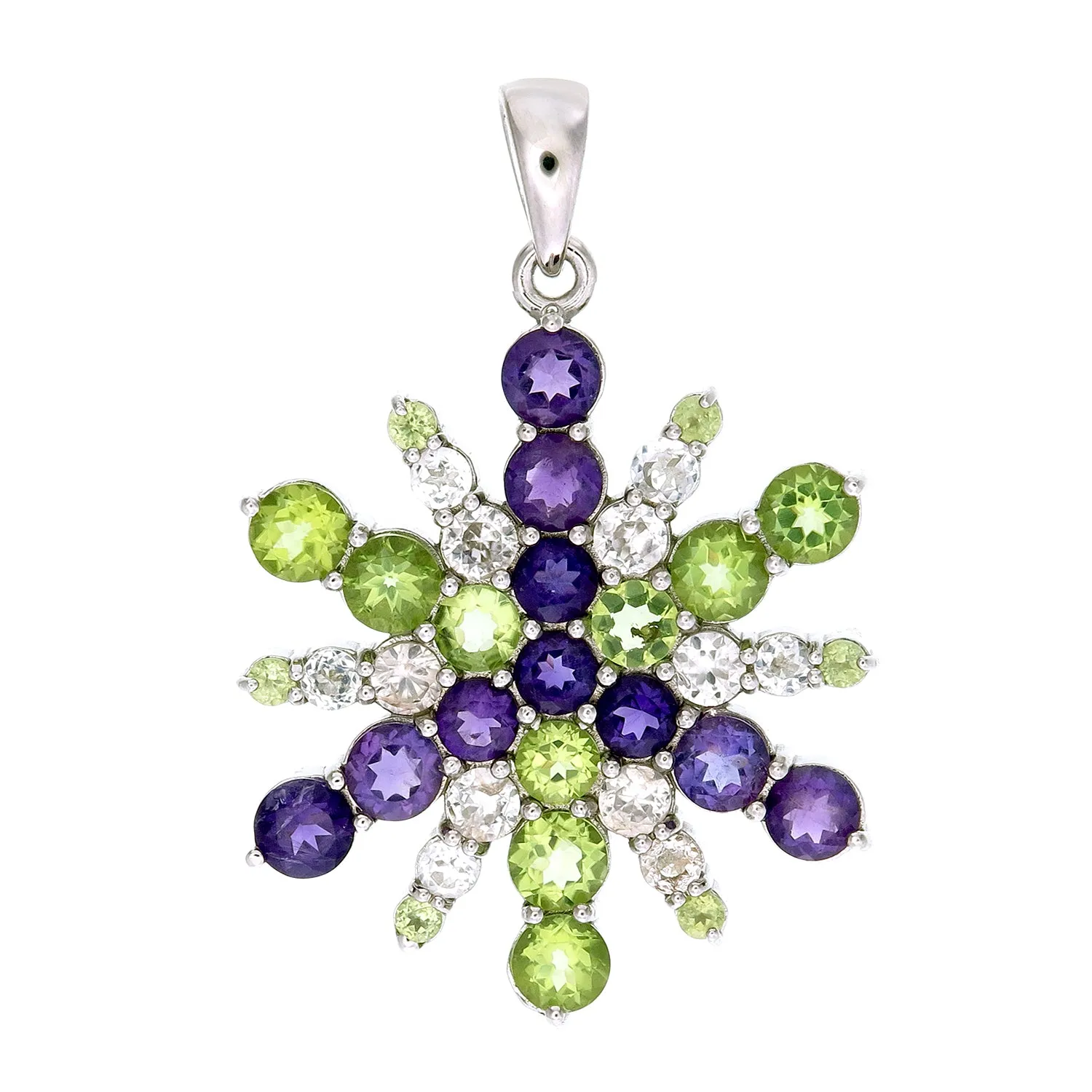 Mt. Ritter Peridot, Zircon, & Amethyst Snowflake Mandala Pendant