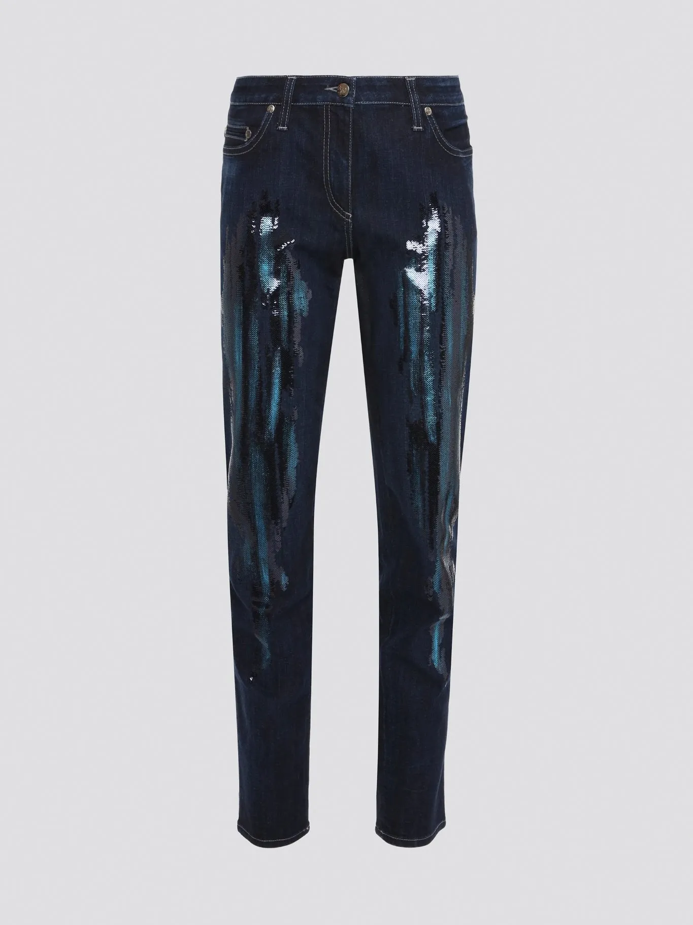 Navy Sequin Detailed Jeans
