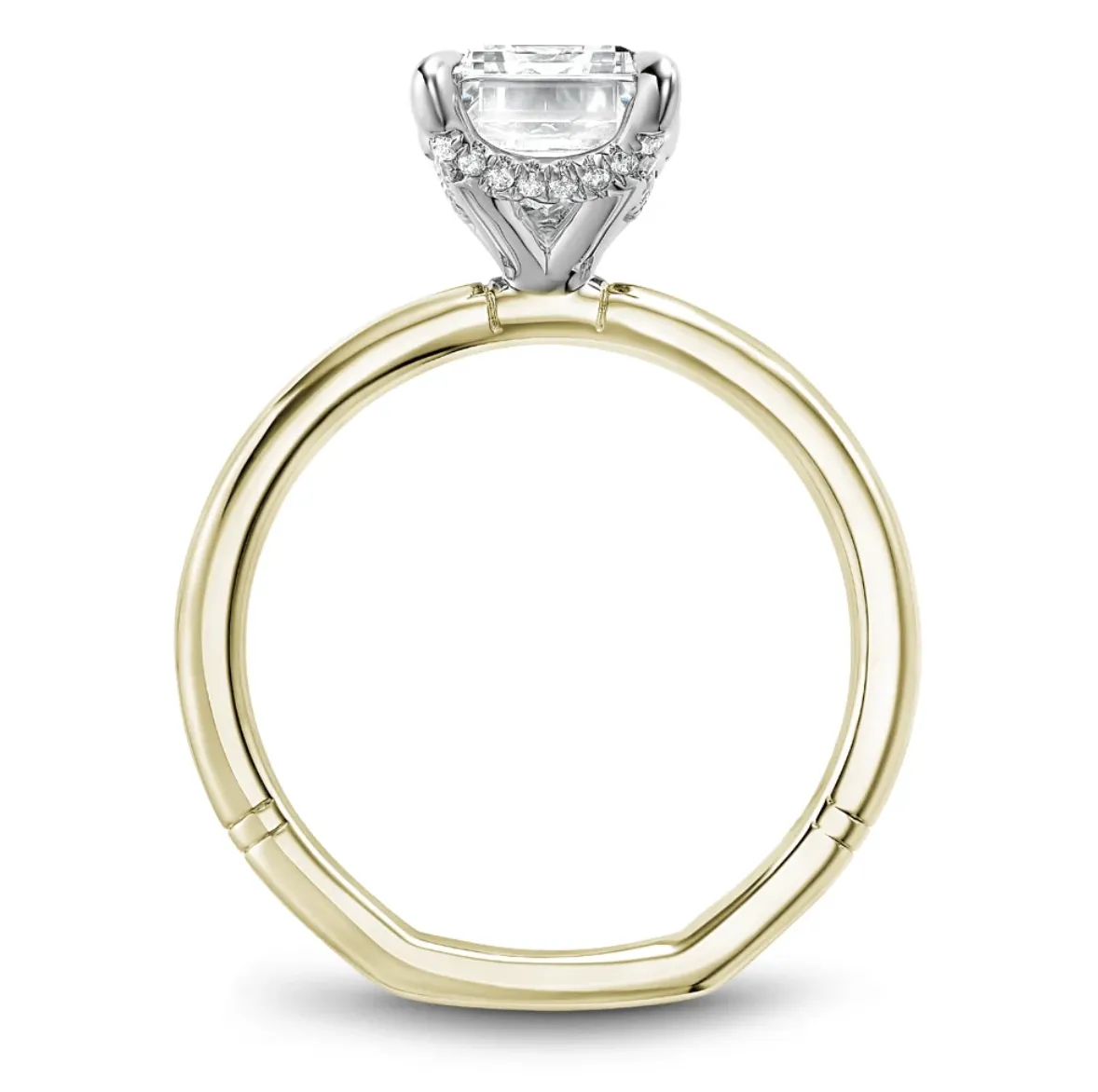 Noam Carver Atelier 14K Two Tone Yellow Gold Shank with White Gold Head Emerald 2.50ct Solitaire Engagement Ring