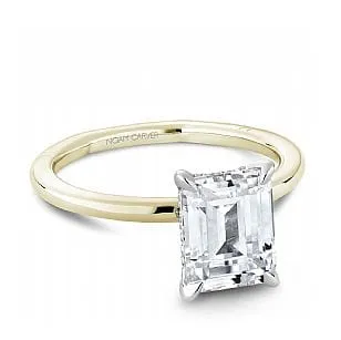 Noam Carver Atelier 14K Two Tone Yellow Gold Shank with White Gold Head Emerald 2.50ct Solitaire Engagement Ring