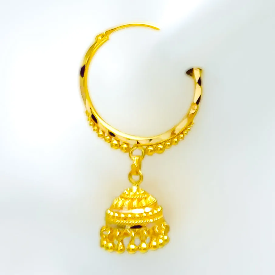 Noble Majestic 22K Gold Beaded Bali Earrings