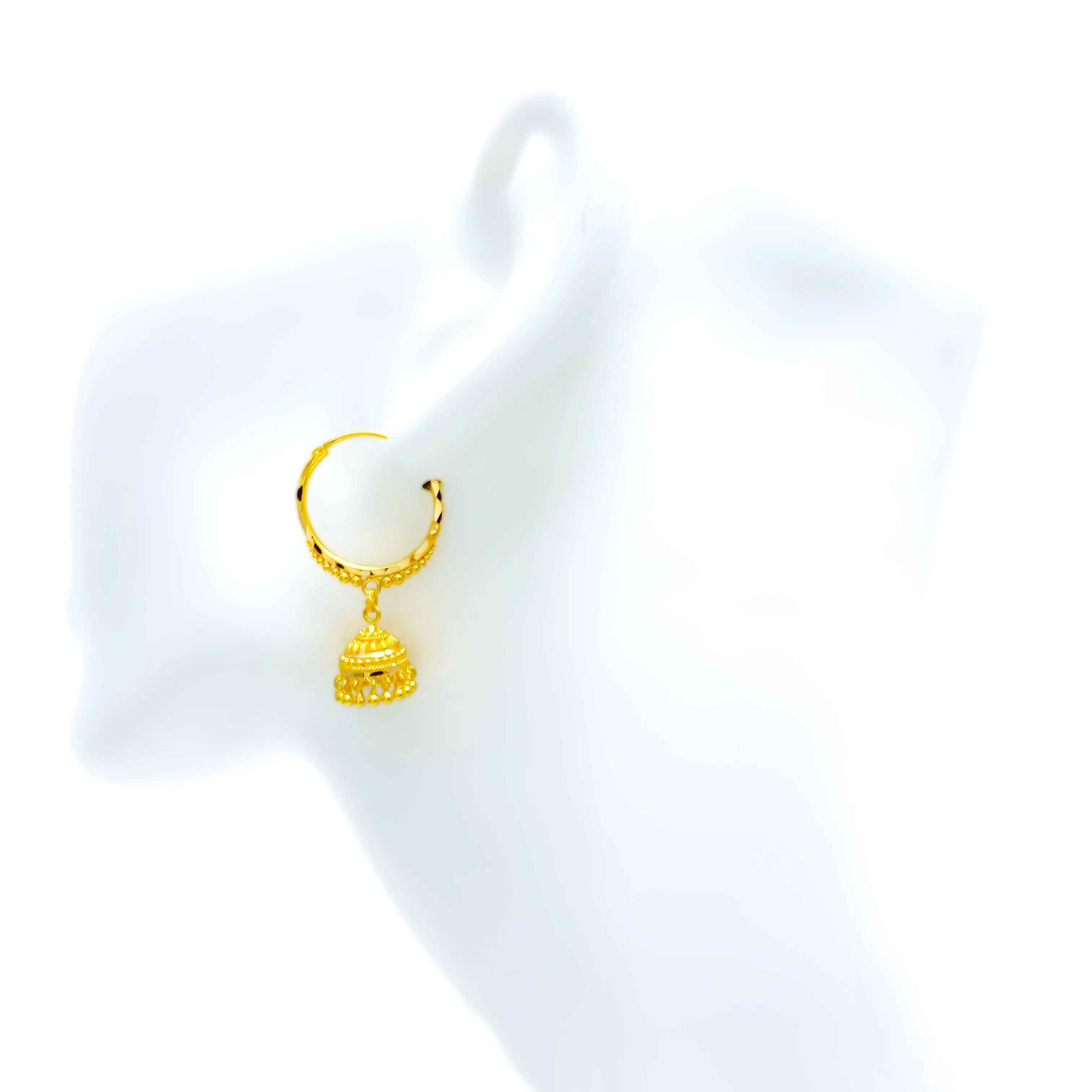 Noble Majestic 22K Gold Beaded Bali Earrings