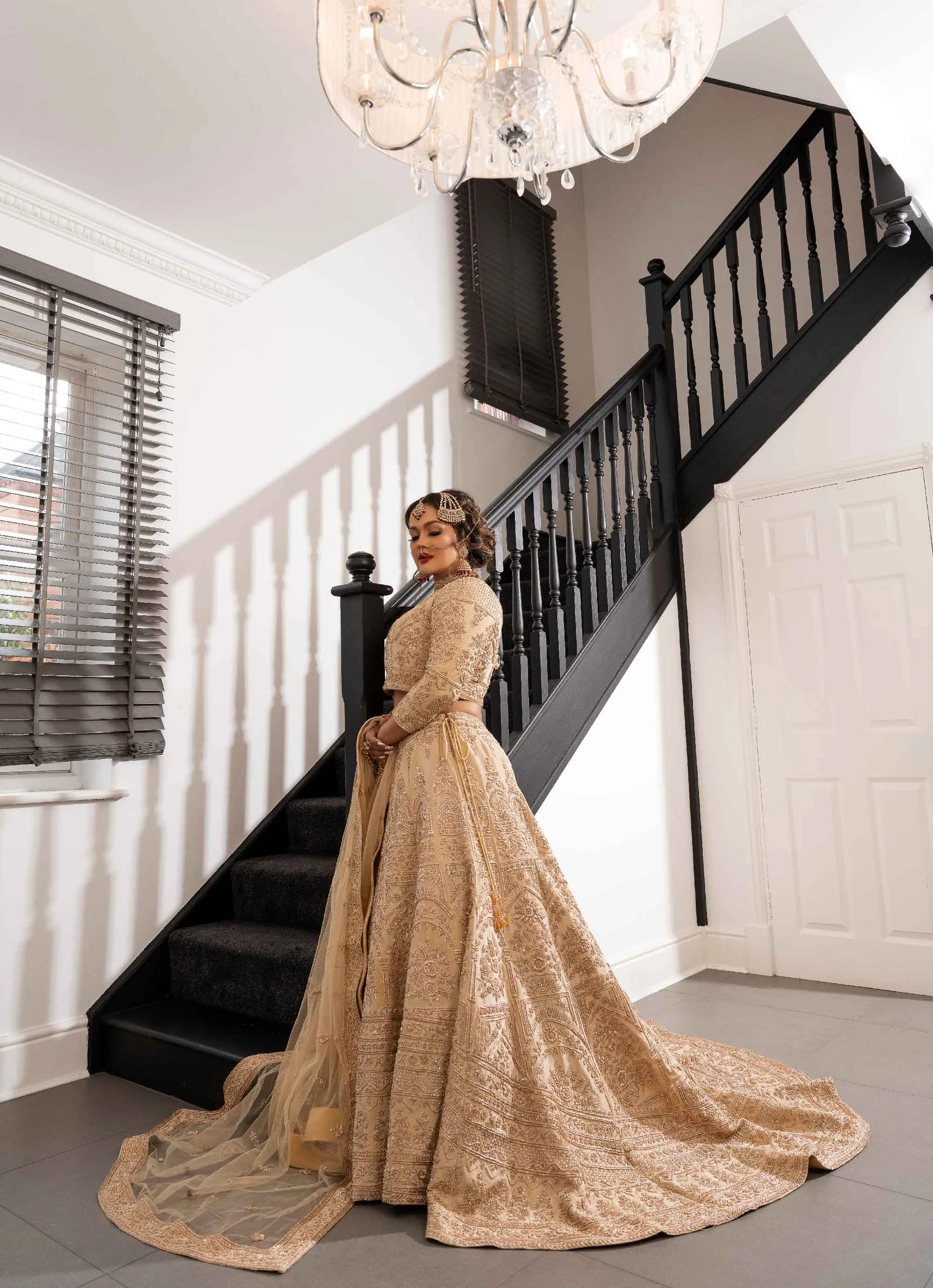 NOORANI BRIDAL LEHENGA CHOLI WITH SHORT TRAIL