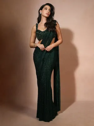Nour emerald green sari and blouse