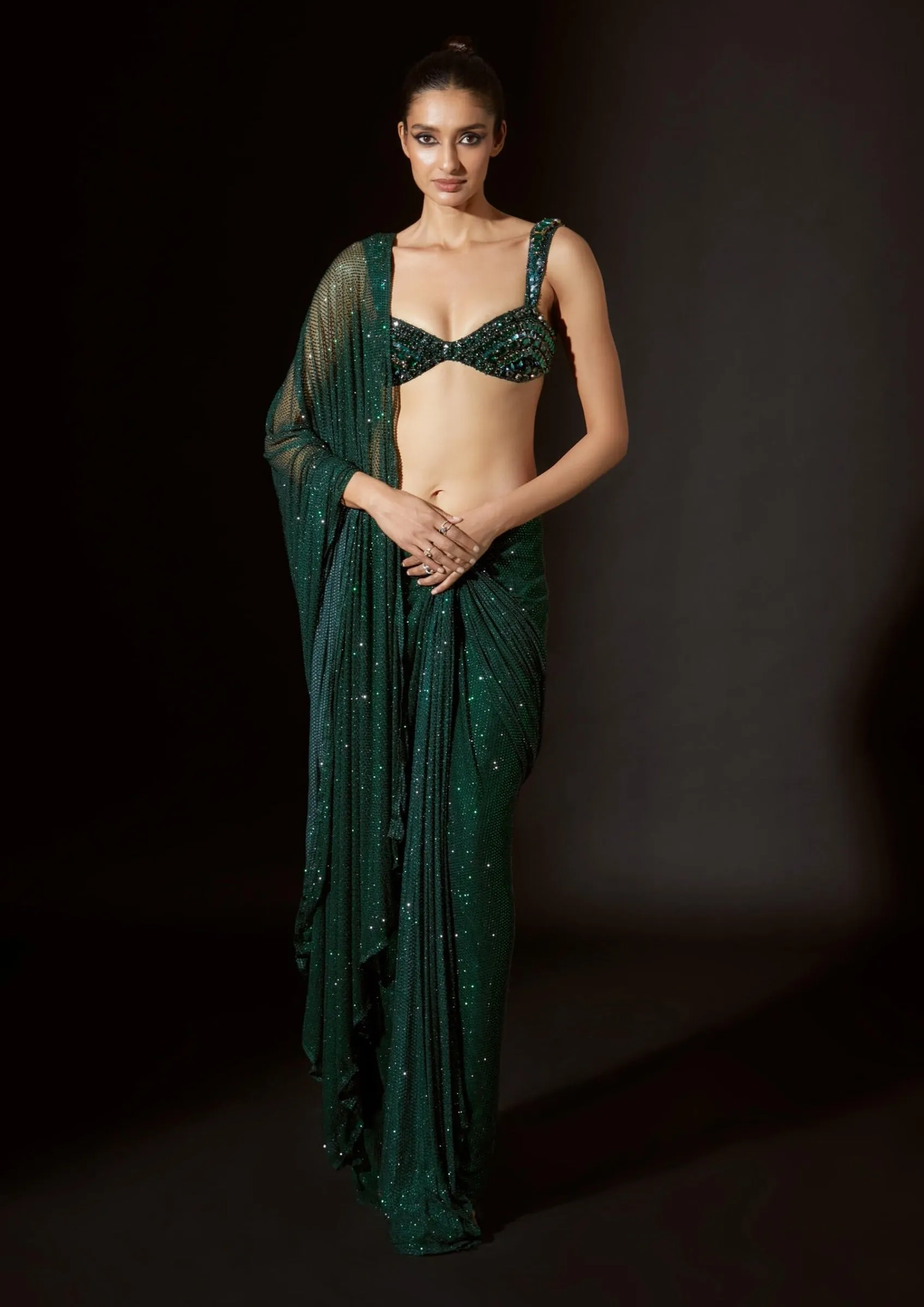 Nour emerald green sari and blouse