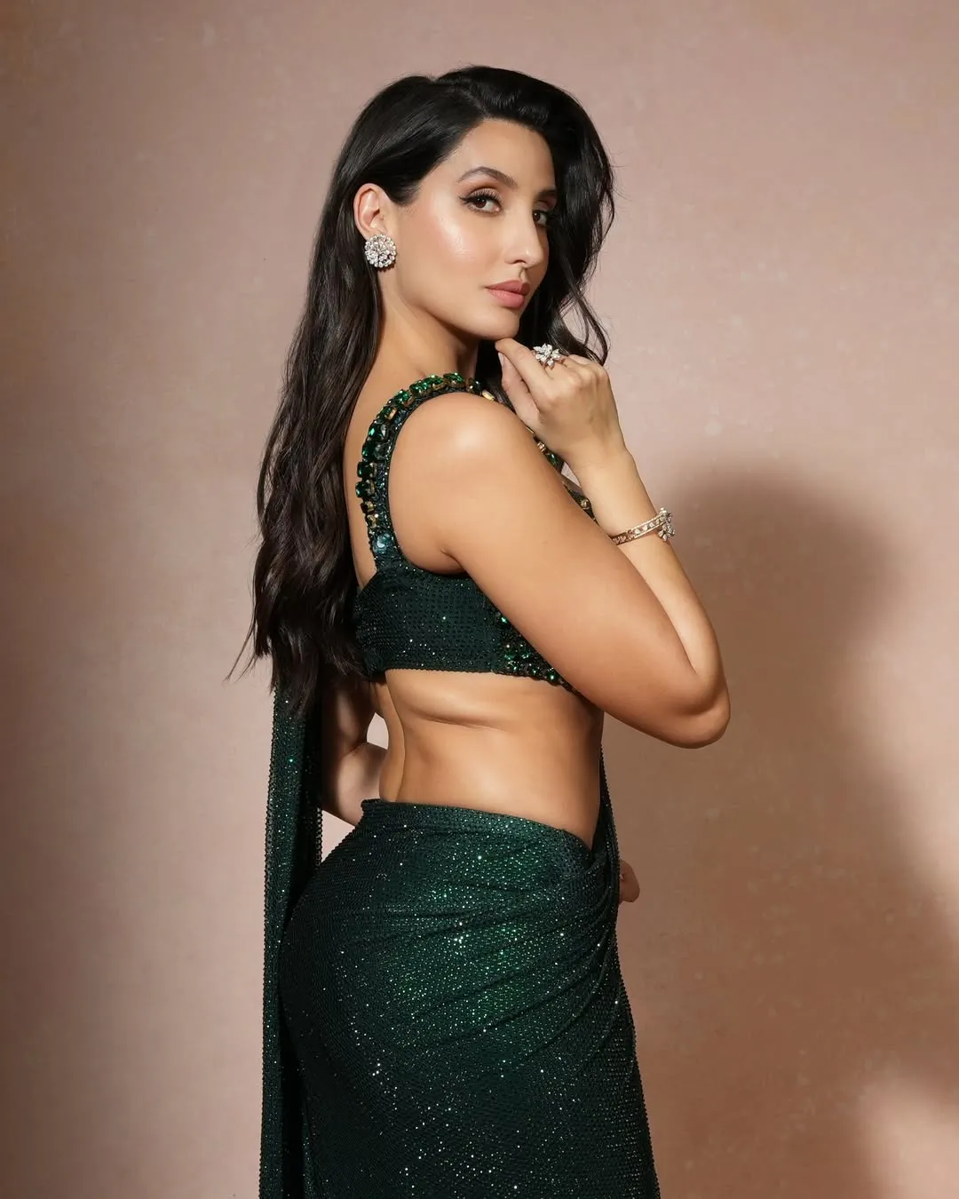 Nour emerald green sari and blouse