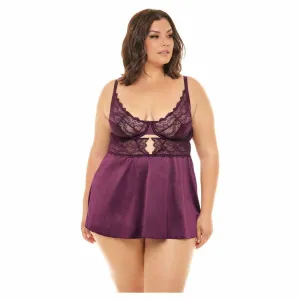 Oh La La Cheri Curvy Donna Satin and Lace Chemise