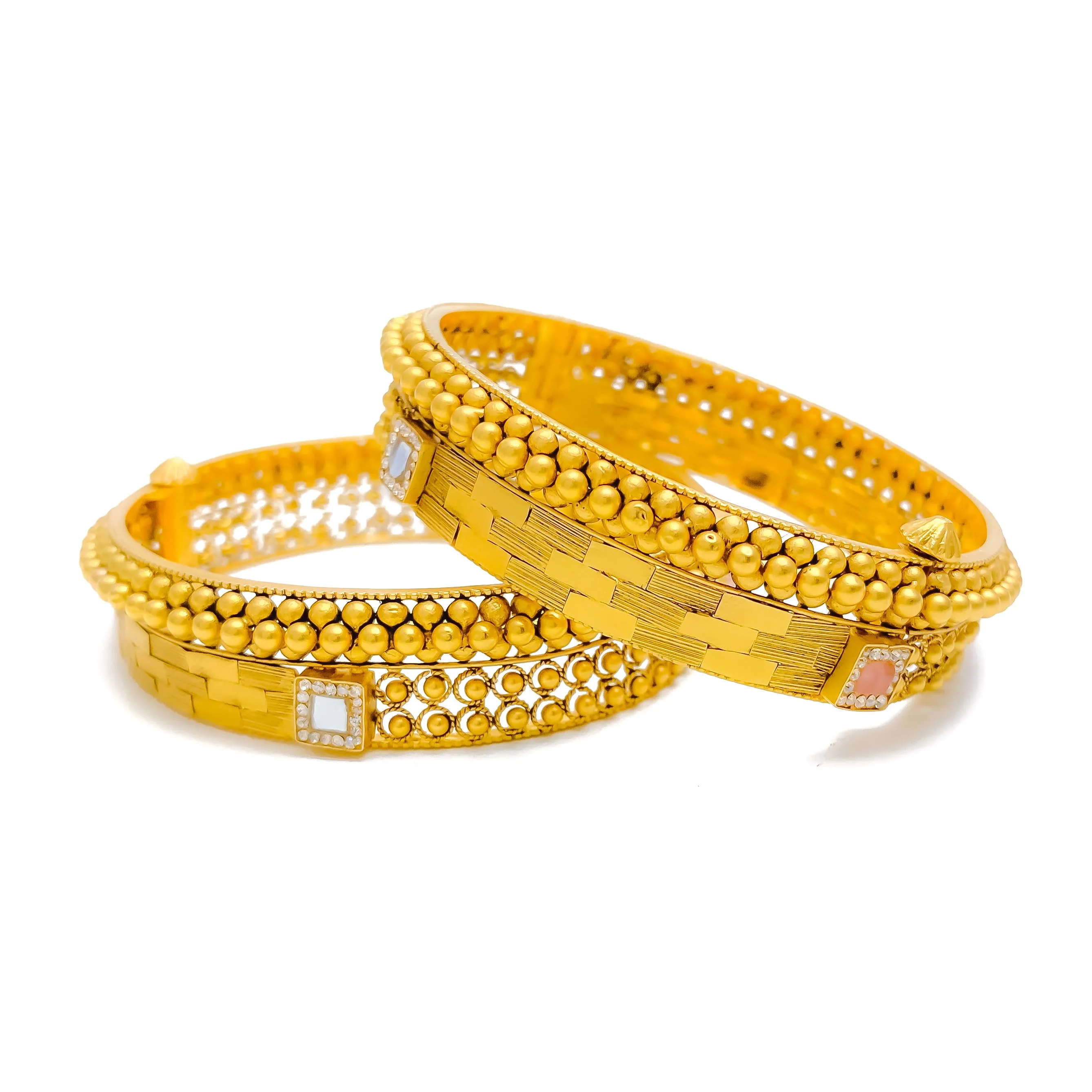 Opulent Palatial 22k Gold Antique Bangle Pair