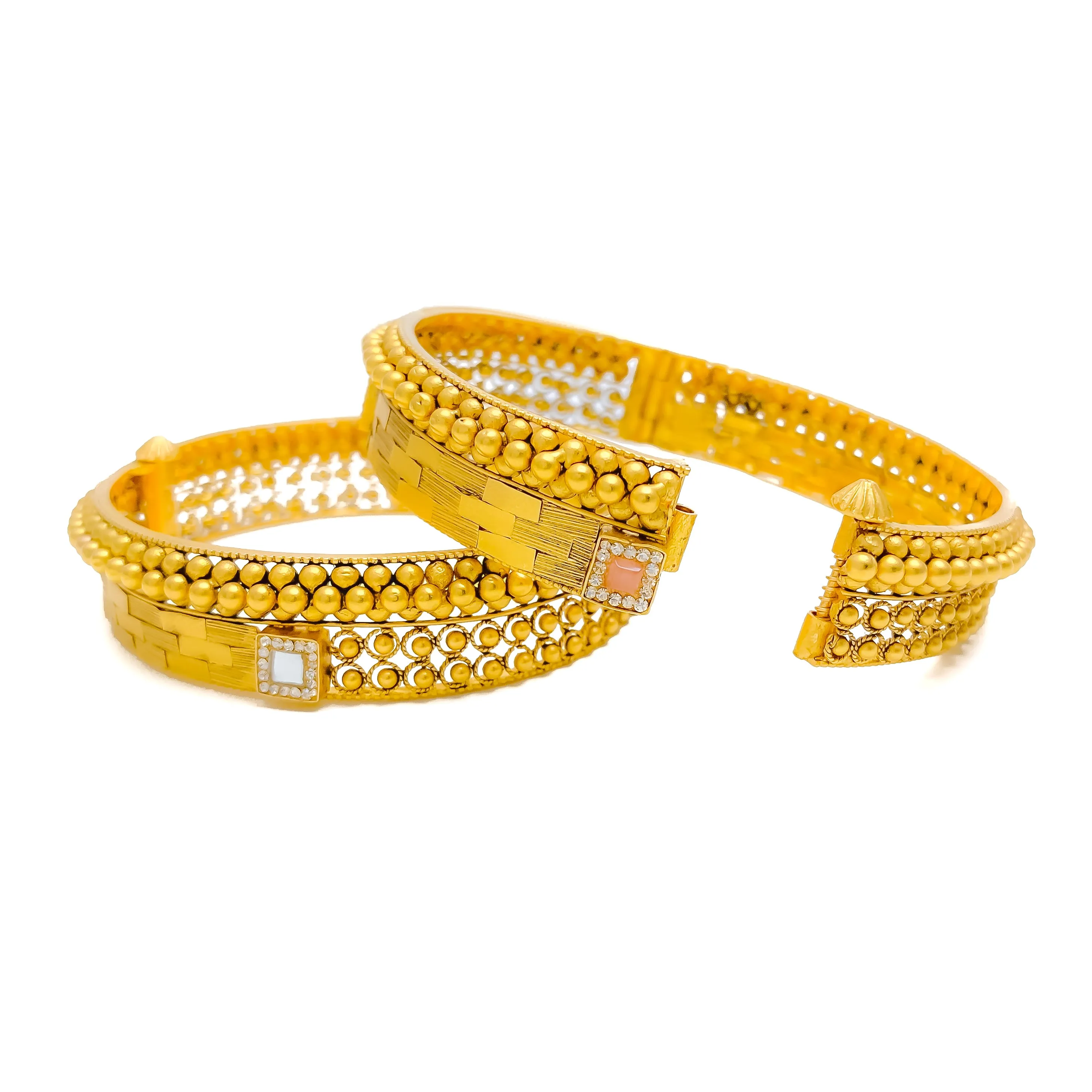 Opulent Palatial 22k Gold Antique Bangle Pair