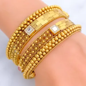 Opulent Palatial 22k Gold Antique Bangle Pair