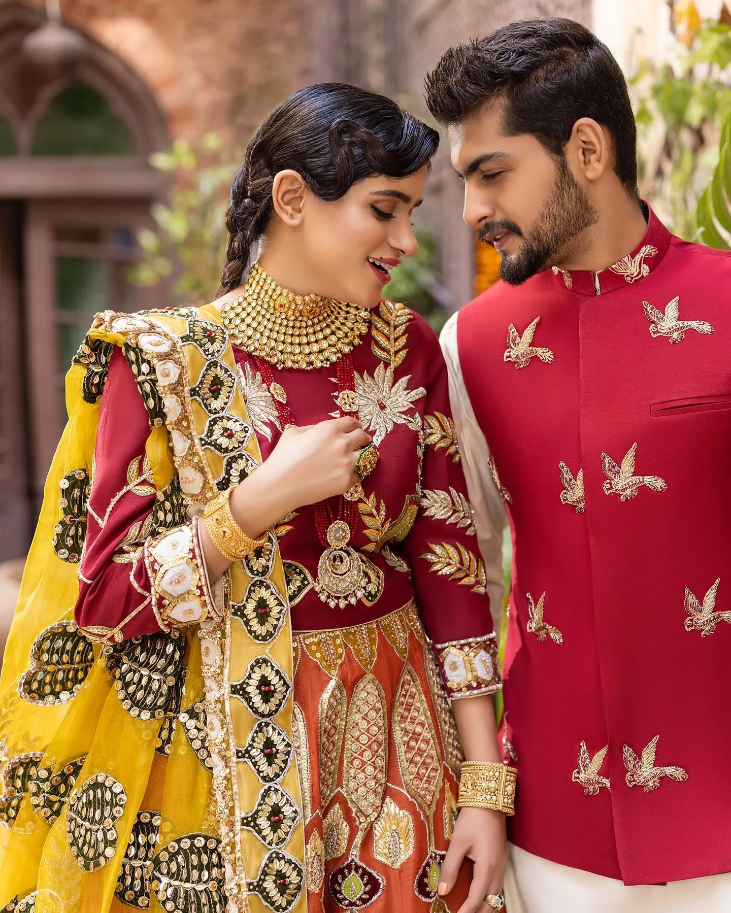 Orange Lehenga and Maroon Choli Pakistani Bridal Dress