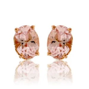 Oval Pink Morganite Stud Earrings