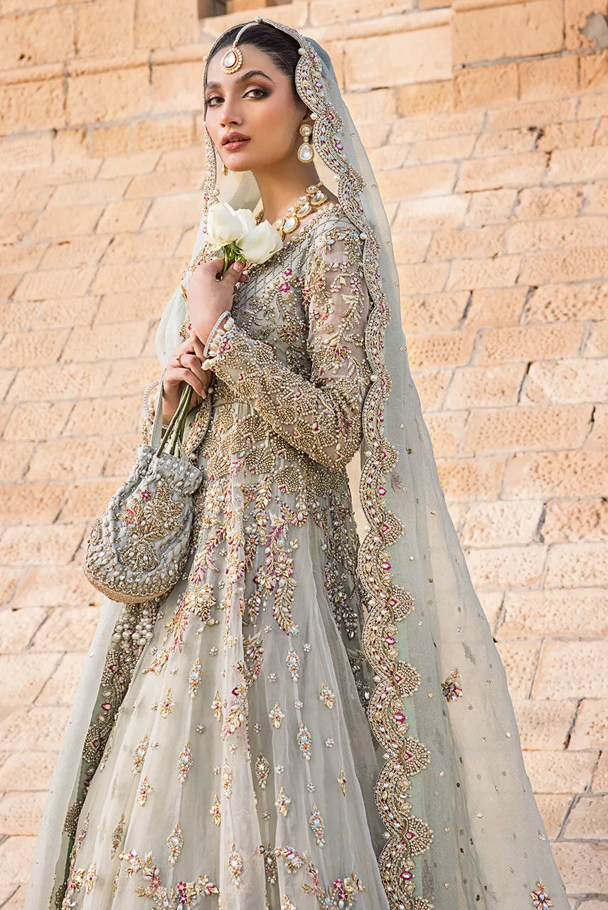 Pakistani Bridal Dress in Crushed Lehenga Frock Style