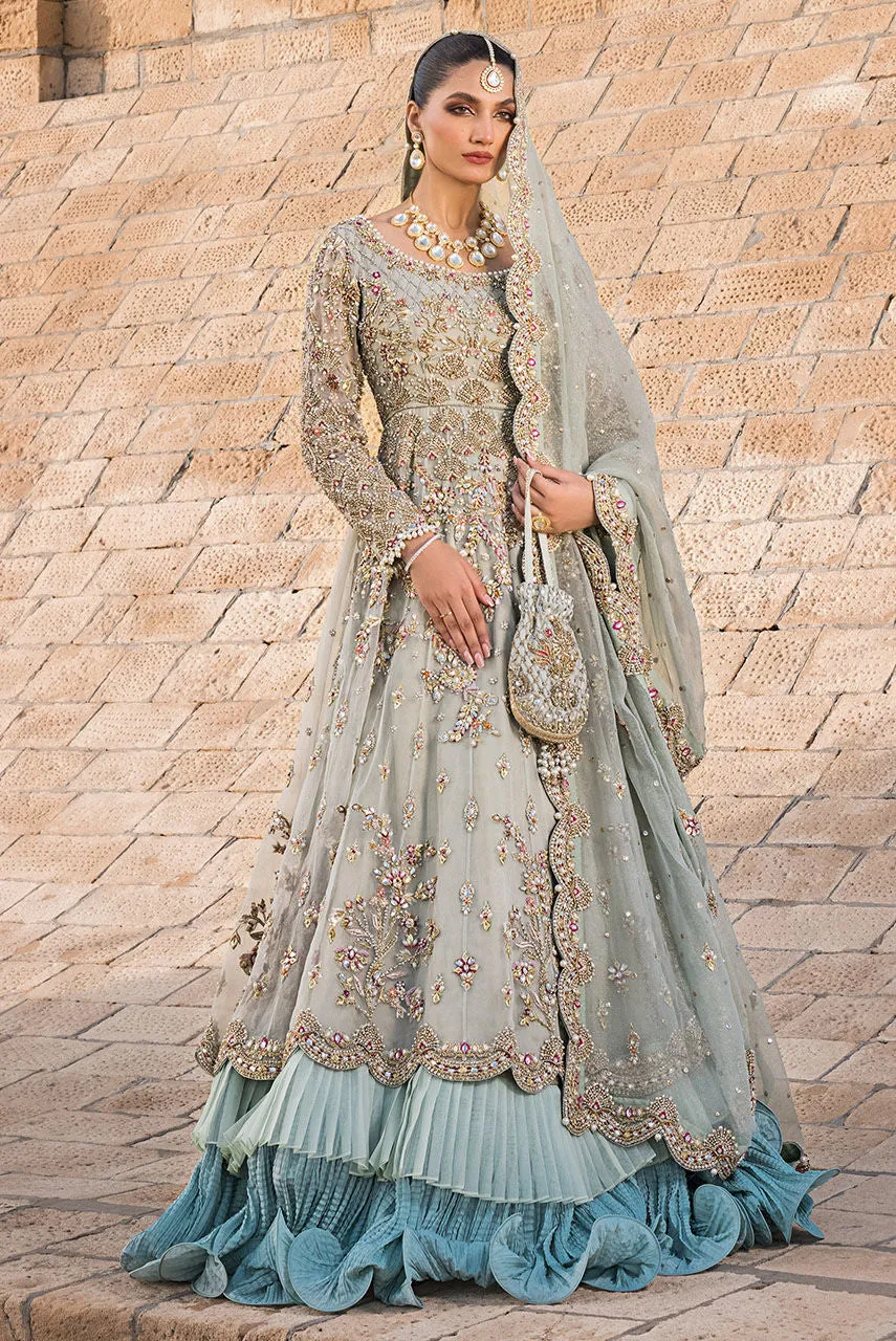 Pakistani Bridal Dress in Crushed Lehenga Frock Style