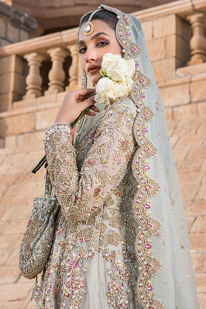 Pakistani Bridal Dress in Crushed Lehenga Frock Style