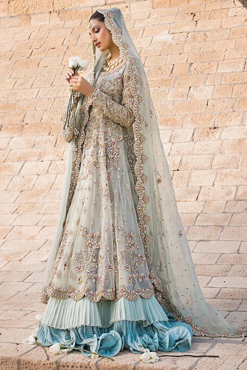 Pakistani Bridal Dress in Crushed Lehenga Frock Style