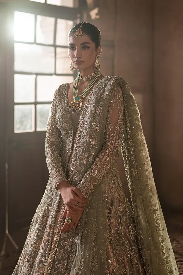 Pakistani Bridal Dress in Net Gown and Lehenga Style