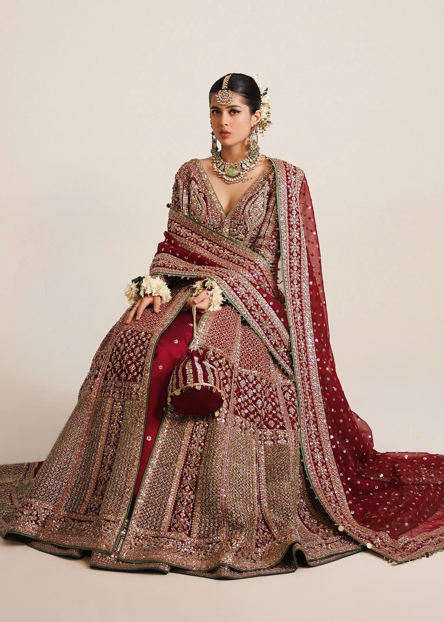 Pakistani Bridal Dress in Pishwas and Lehenga Style