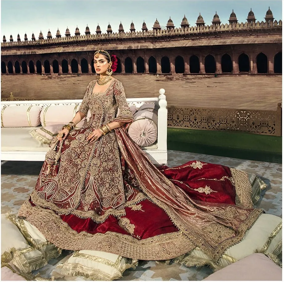 Pakistani Bridal Dress in Red Lehenga Kameez Style