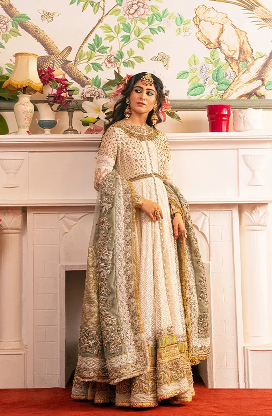 Pakistani Bridal Dress in Royal Pishwas Frock Style