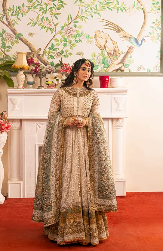 Pakistani Bridal Dress in Royal Pishwas Frock Style
