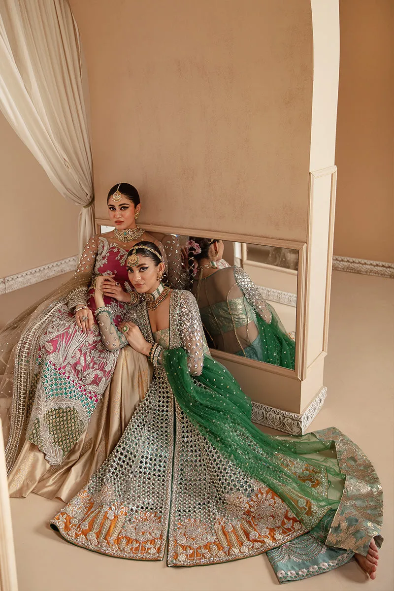 Pakistani Bridal Frock Sharara and Dupatta Mehndi Dress
