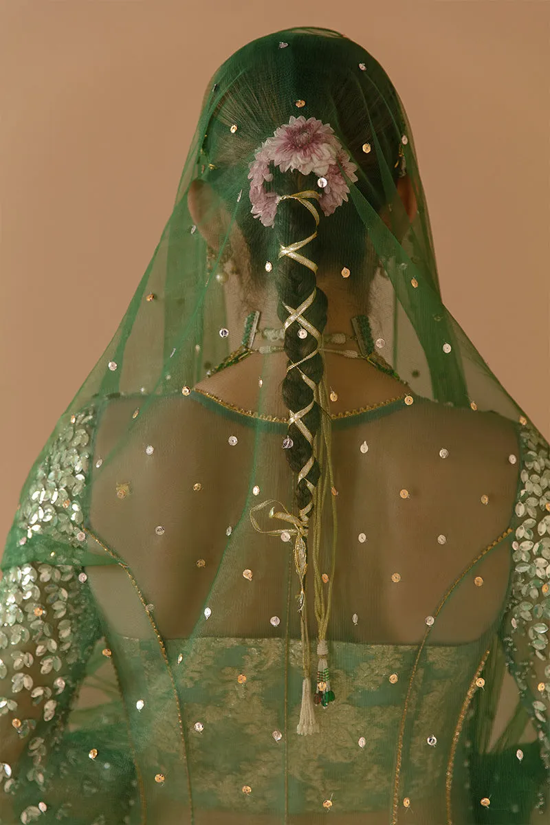 Pakistani Bridal Frock Sharara and Dupatta Mehndi Dress