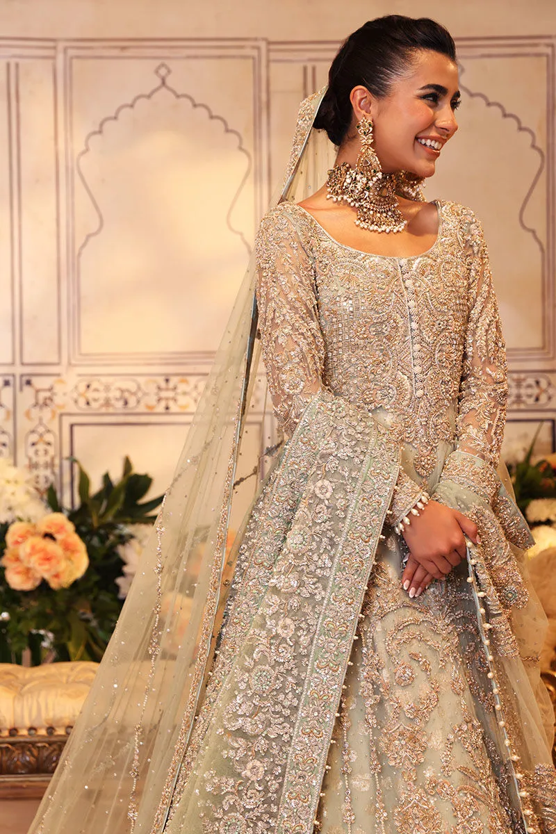 Pakistani Bridal Gown with Blue Lehenga Dupatta Dress