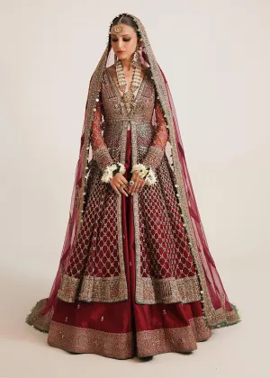 Pakistani Bridal Pishwas with Lehenga and Dupatta Dress