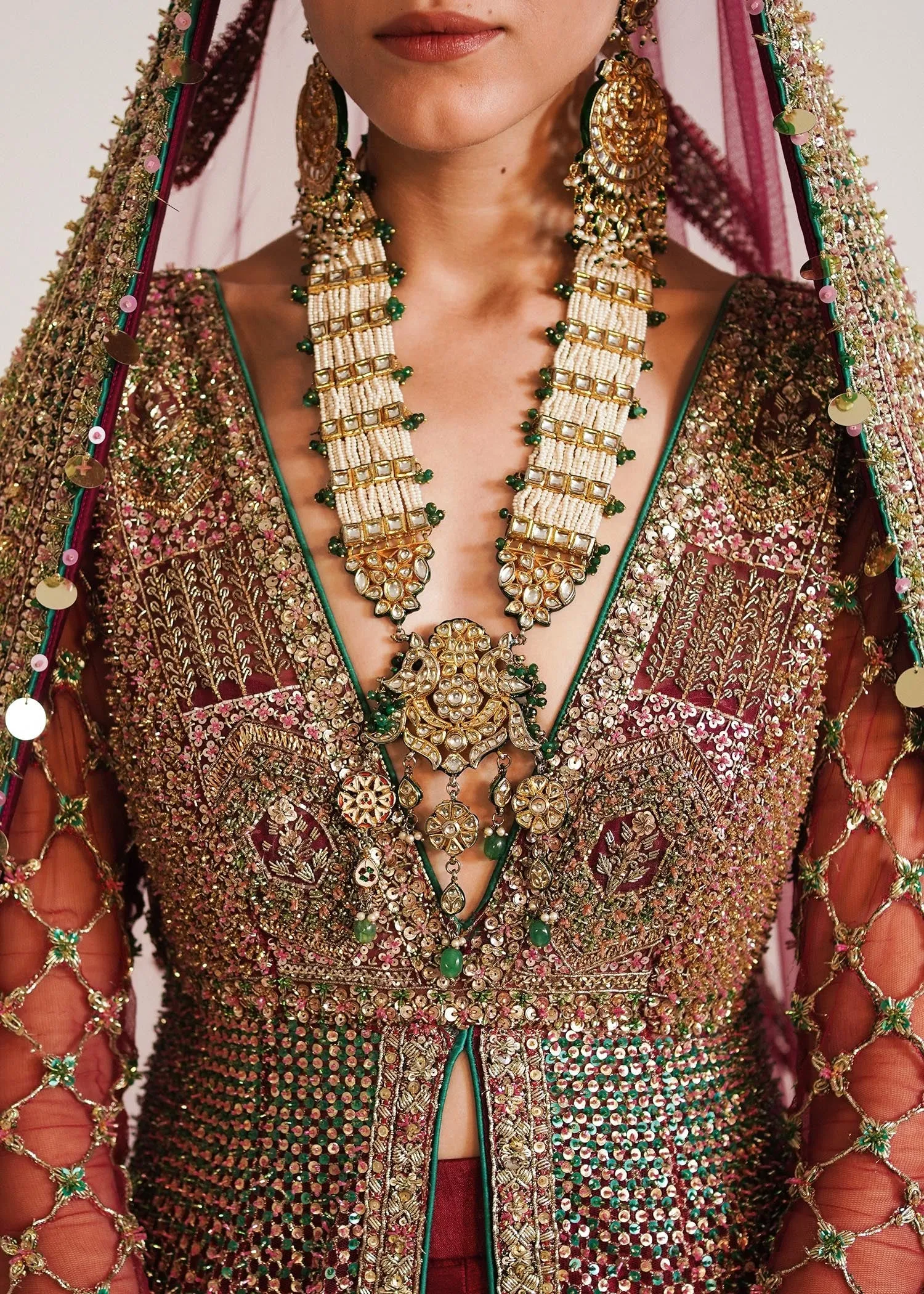 Pakistani Bridal Pishwas with Lehenga and Dupatta Dress