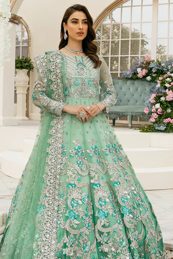 Pakistani Bridal Sea Green Lehenga Gown Dress #BS846