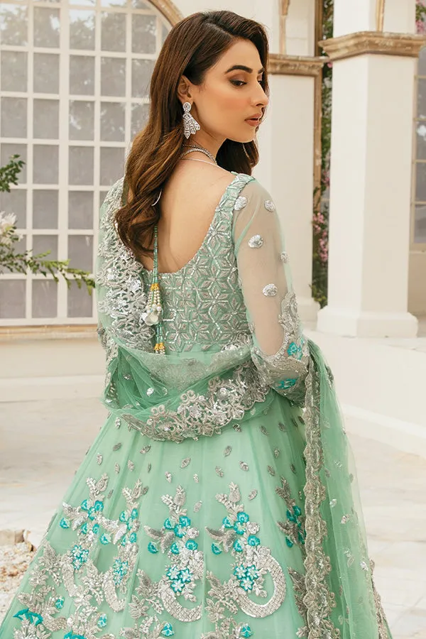 Pakistani Bridal Sea Green Lehenga Gown Dress #BS846