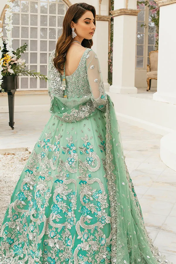 Pakistani Bridal Sea Green Lehenga Gown Dress #BS846
