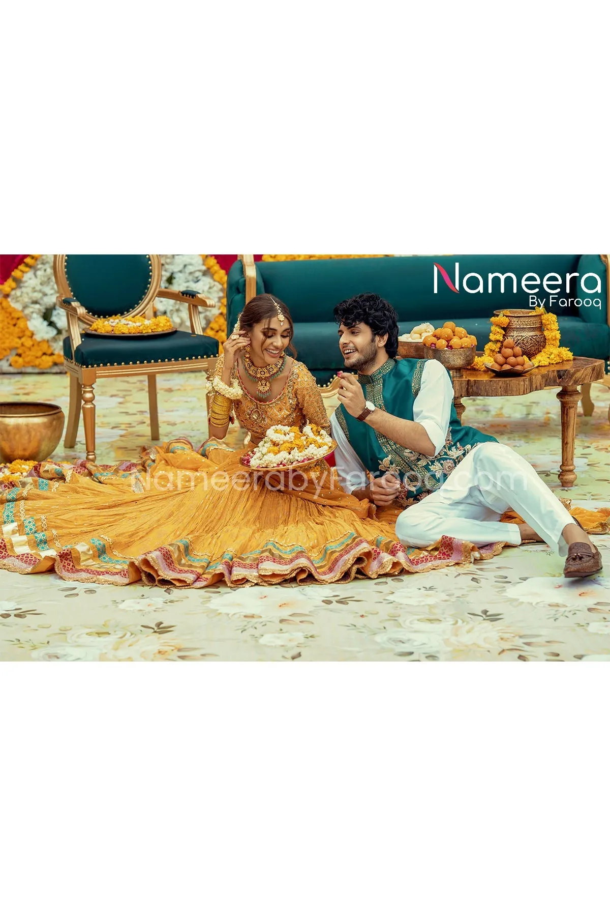 Pakistani Choli and Yellow Bridal Lehenga Online #BS606