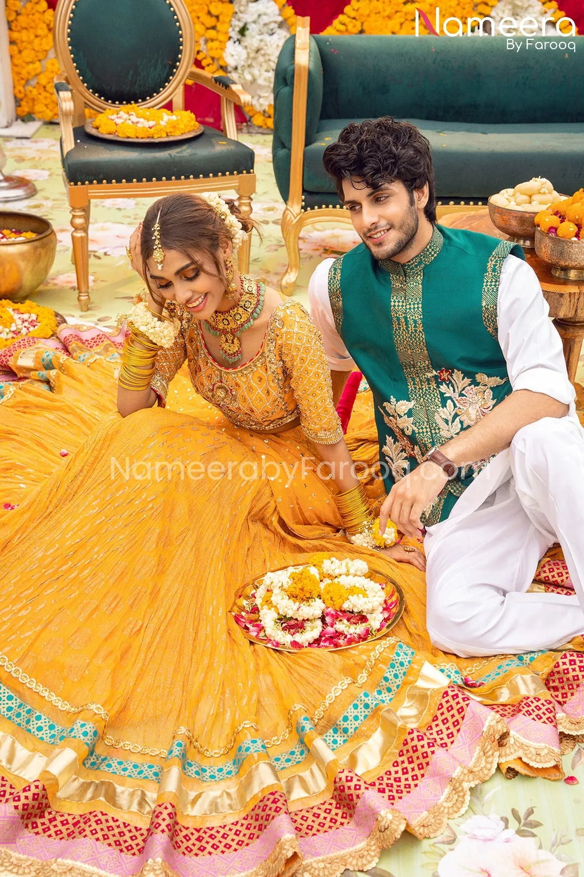 Pakistani Choli and Yellow Bridal Lehenga Online #BS606