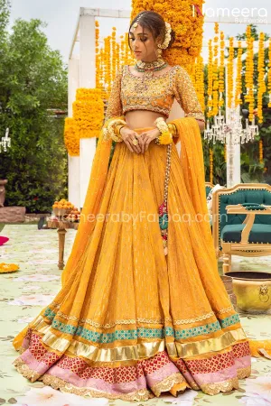 Pakistani Choli and Yellow Bridal Lehenga Online #BS606