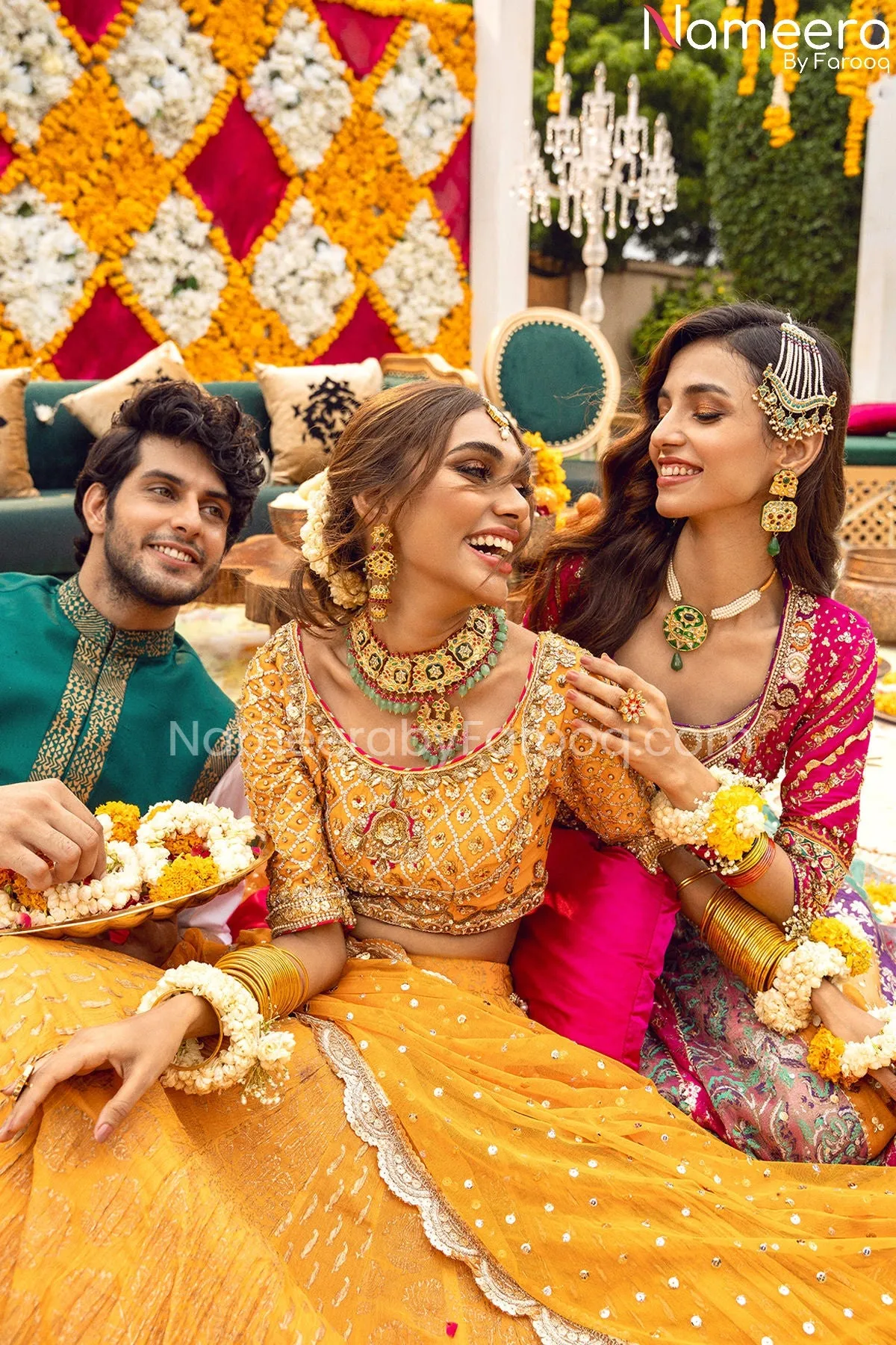 Pakistani Choli and Yellow Bridal Lehenga Online #BS606