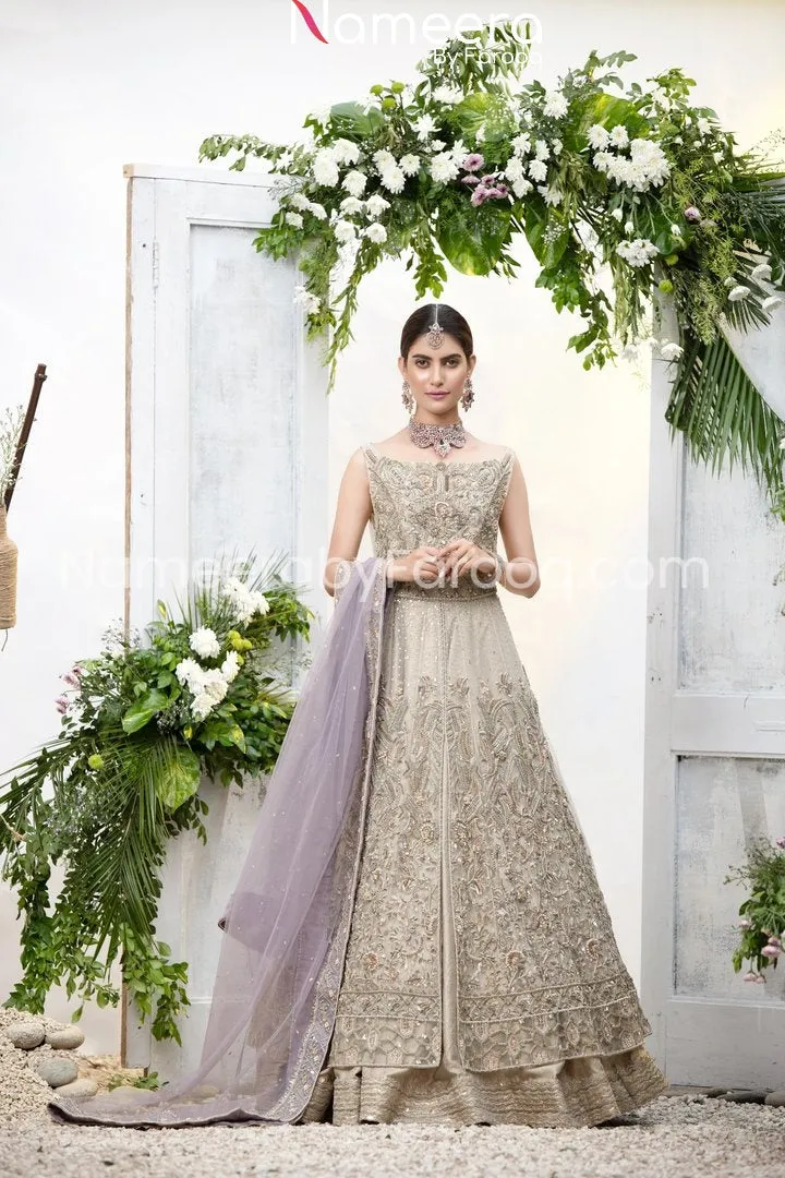 Pakistani Designer Bridal Wear Front Open Gown #BN209