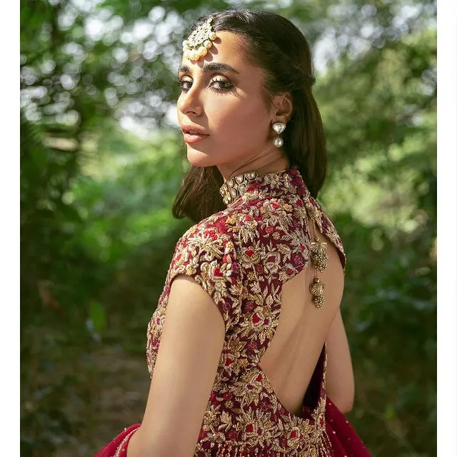 Pakistani Red Dress in Bridal Lehenga Gown Style #BS761