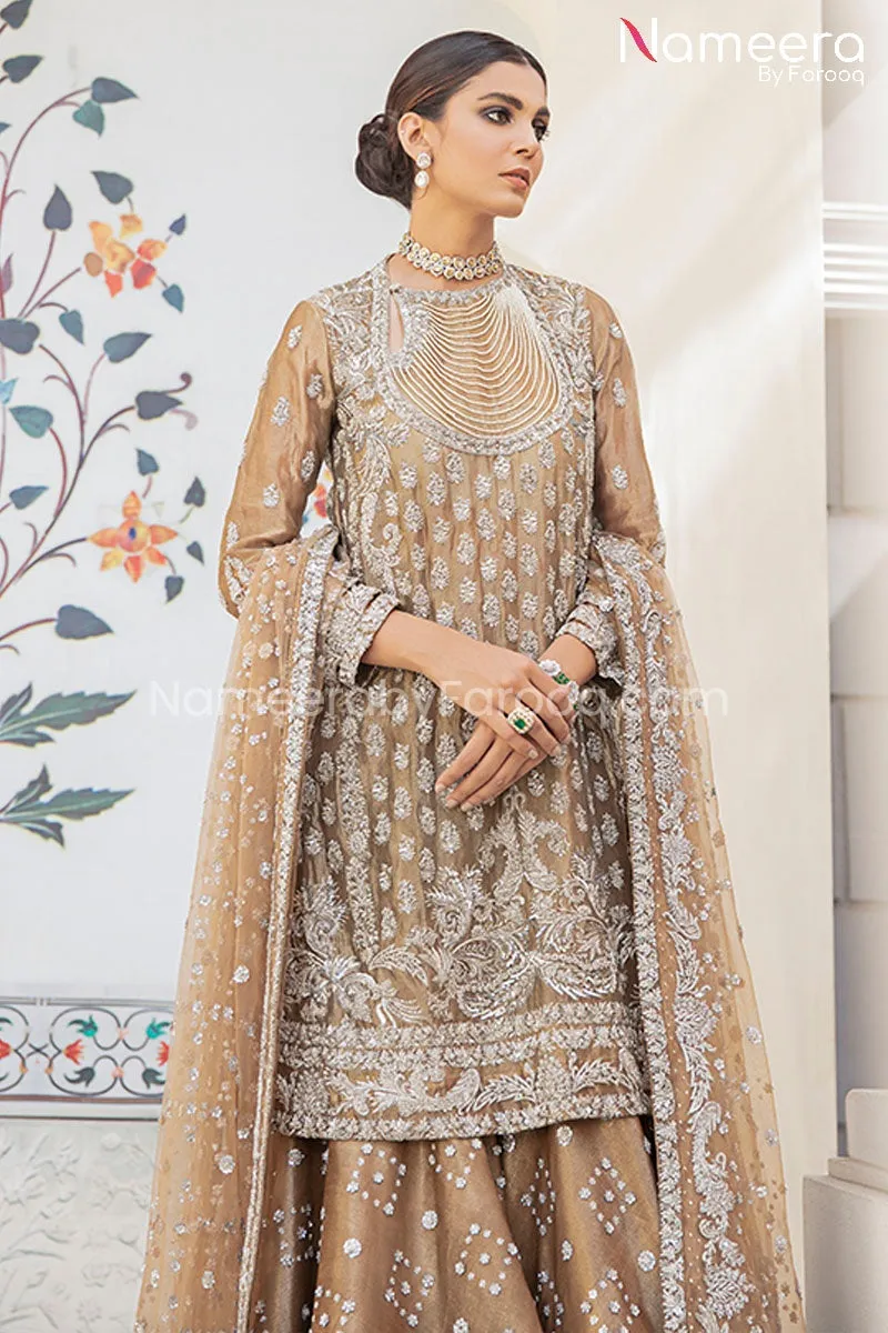 Pakistani Short Frock with Bridal Gharara Online #BS113