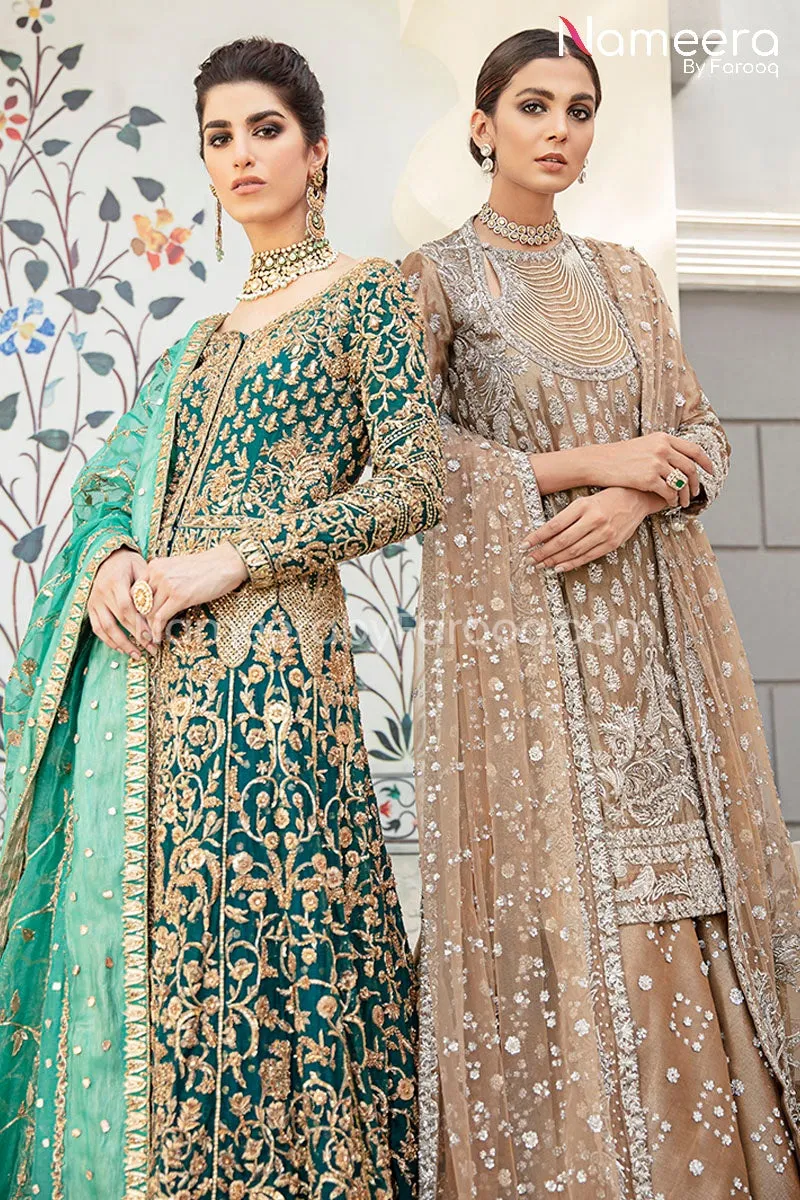 Pakistani Short Frock with Bridal Gharara Online #BS113