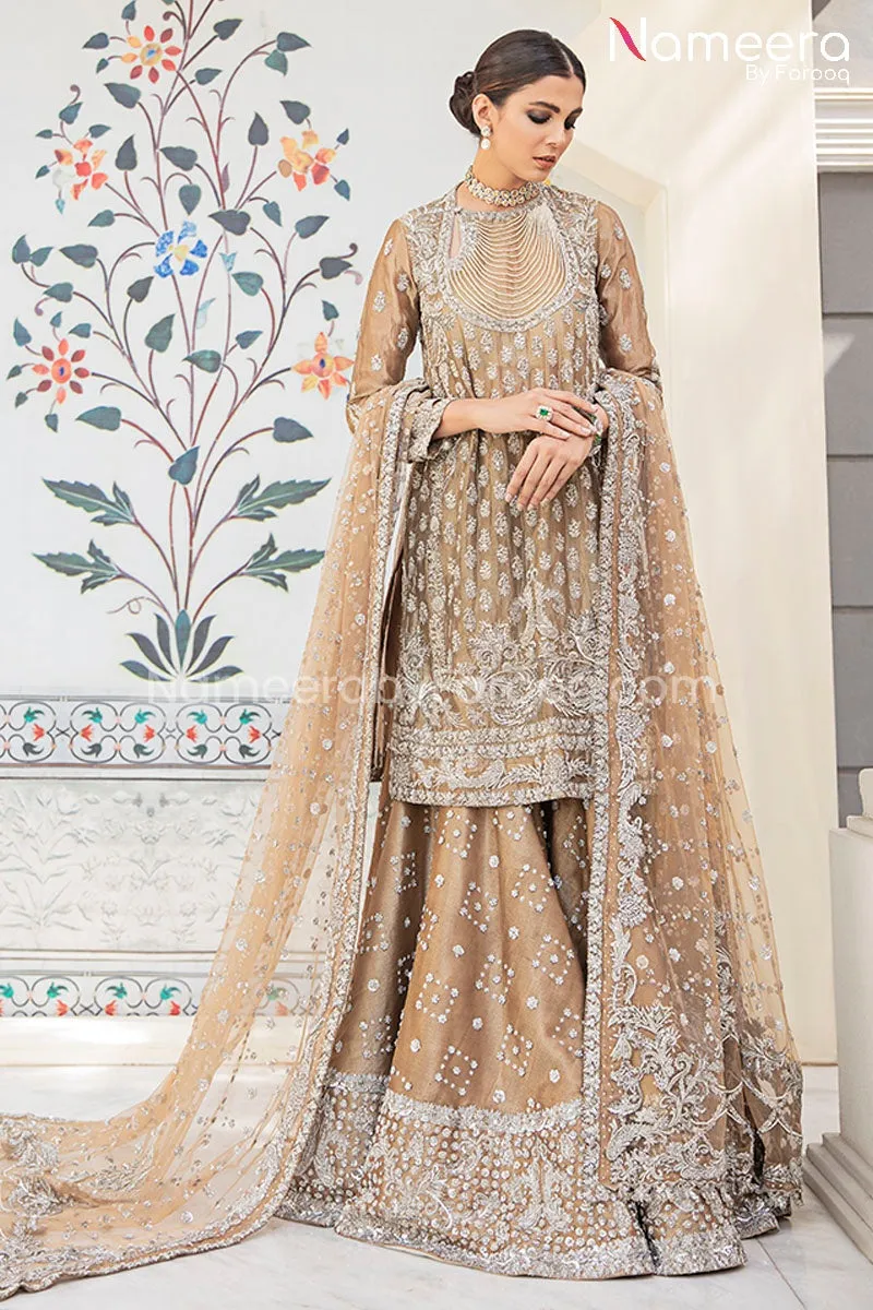 Pakistani Short Frock with Bridal Gharara Online #BS113