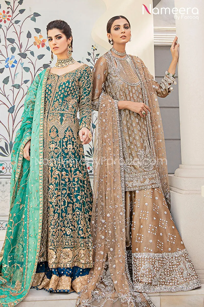 Pakistani Short Frock with Bridal Gharara Online #BS113