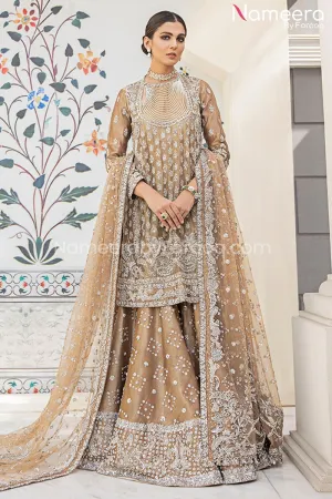 Pakistani Short Frock with Bridal Gharara Online #BS113
