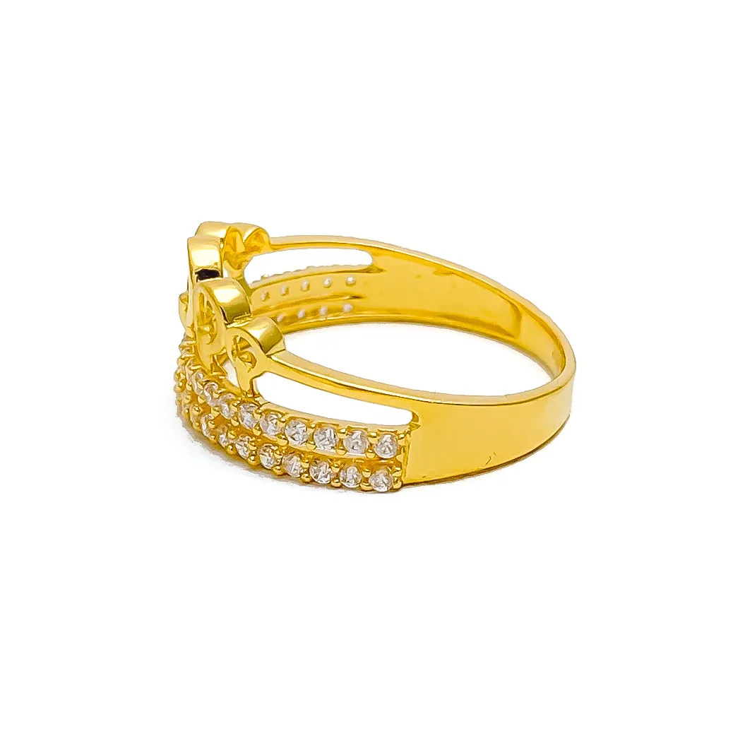 Palatial Crown Accented 22k Gold CZ Ring