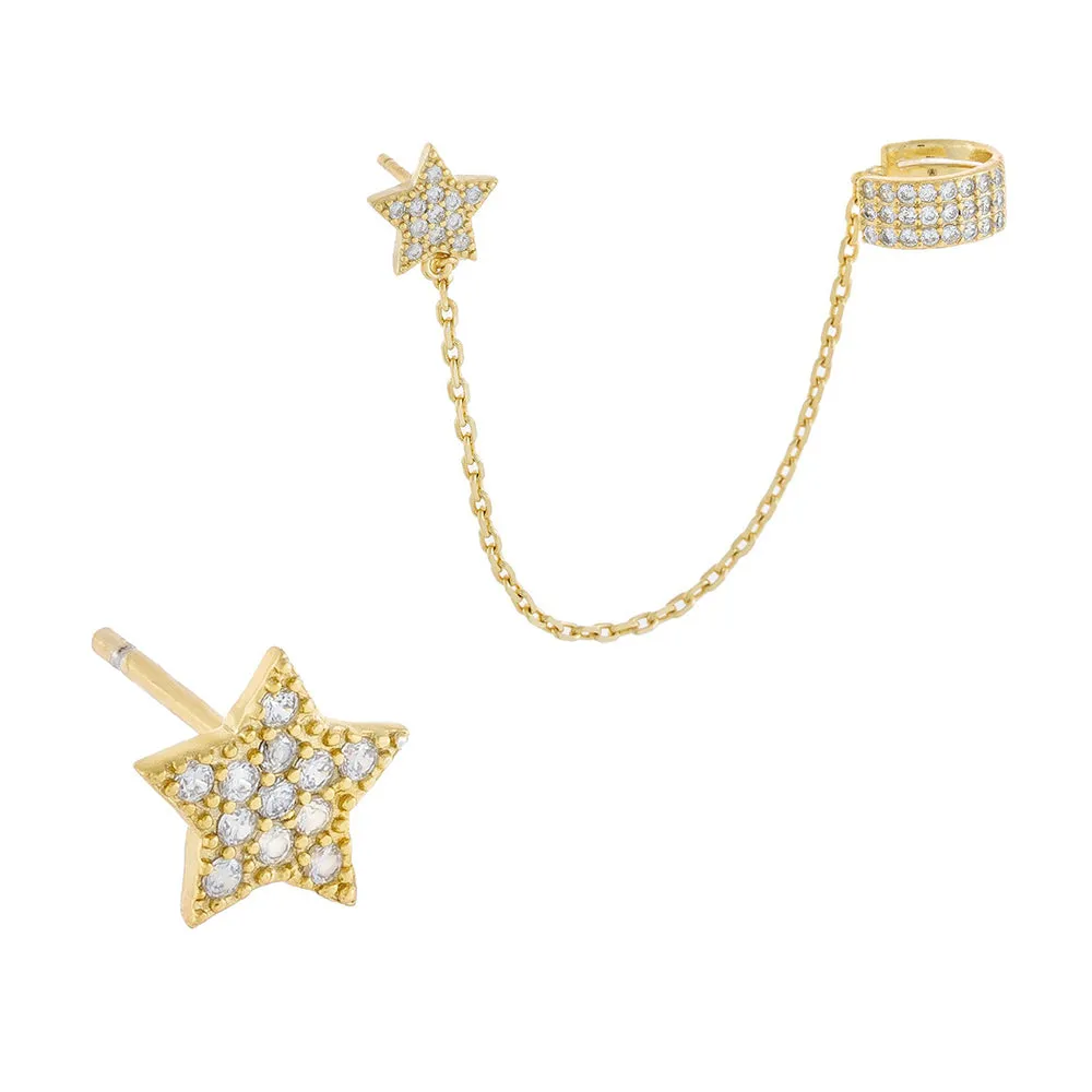 Pavé Star Stud X Ear Cuff Combo Set